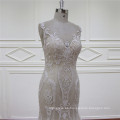 Sirena de Champagne cordón equipado vestido de novia sin espalda